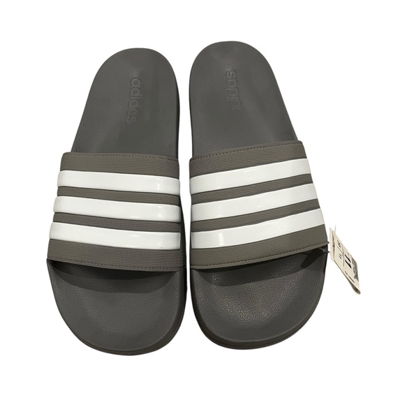 NWT, Men's Adidas Adilette Shower Slides Grey/White, Sz 11 - Picture 3 of 11